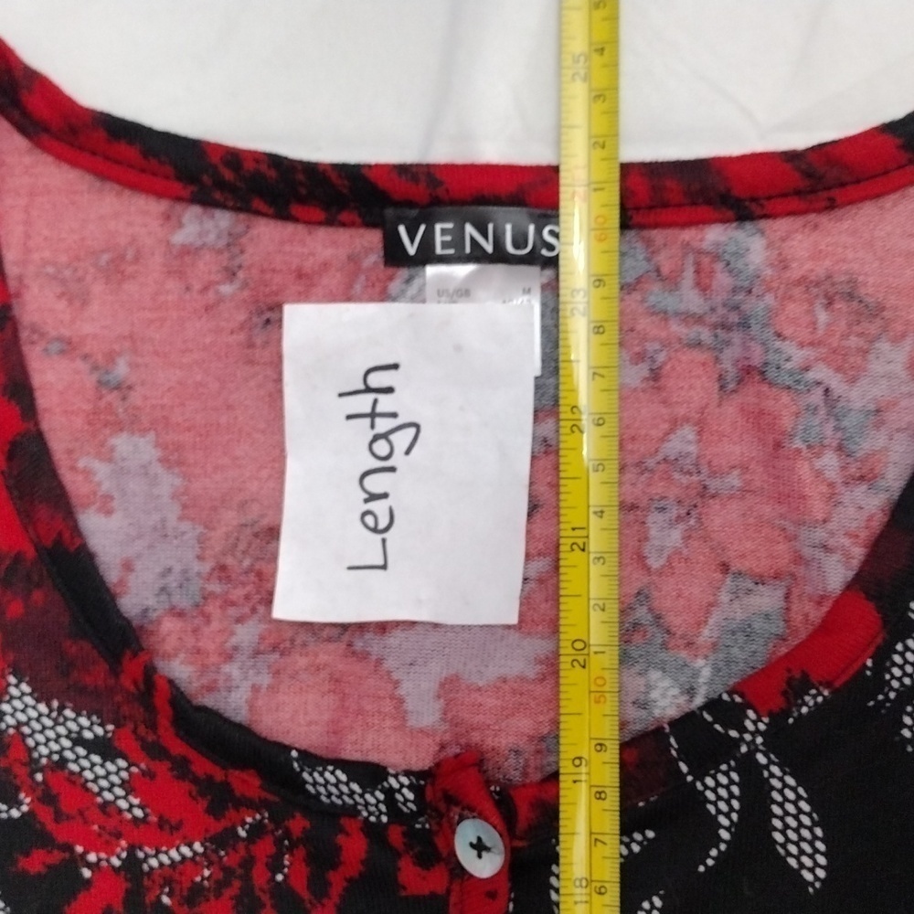 EUC Venus Long Sleeve Black and Red Floral Print Button up Sweater size … - Picture 16 of 16